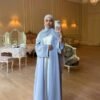 Hand made Long sleeve Lace flower embroidery coat open abaya